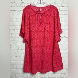 Swim by Cacique Crochet Like Coral Swim Cover Up